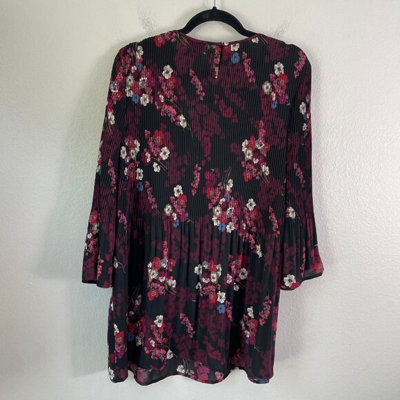 NEW $109 J Jill Wearever Womens Large Black Floral Pleated Tunic Top Shirt - Picture 9 of 11